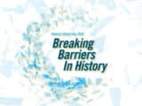 national history day 2020 Breaking Barriers in History text sounded by colorful clouds